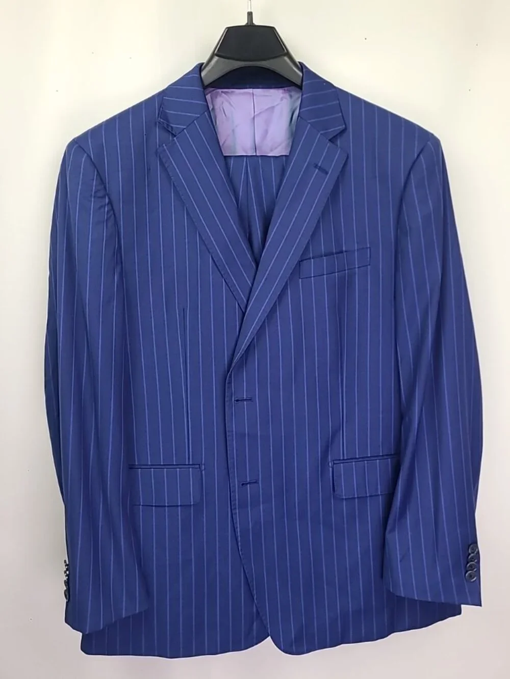 Berragamo Elegant Stripped 3-Piece Super 110'S Suit 48R Pants W42xL28.5